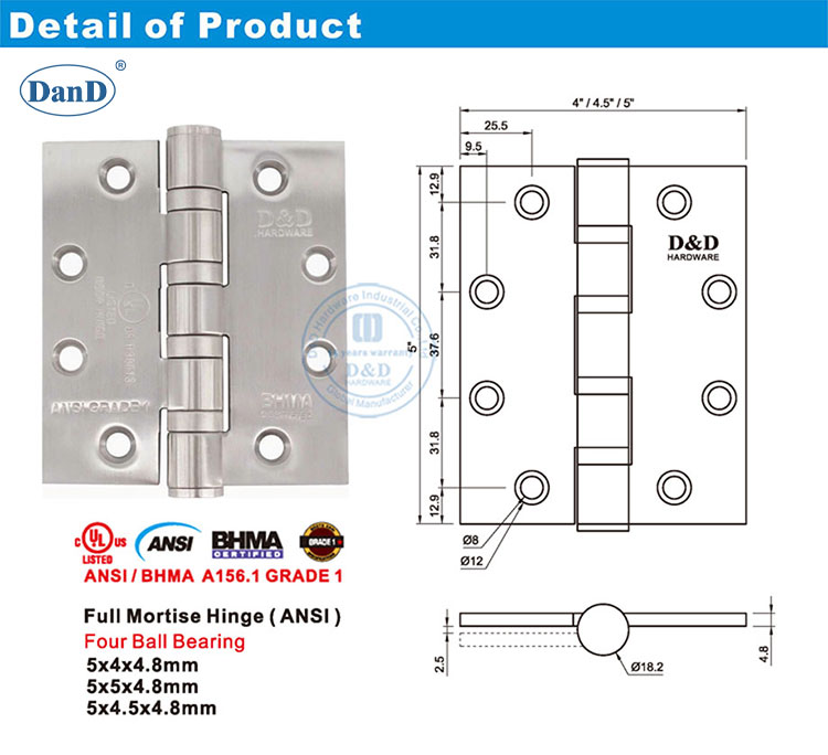 مفصل الباب مقاوم للحريق