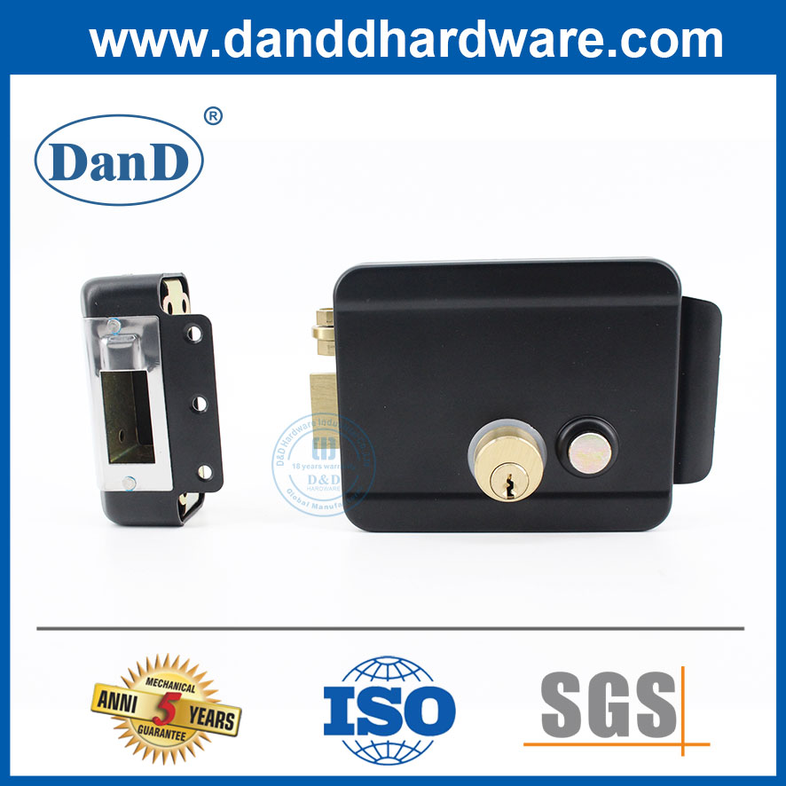 قفل الأمن النحاس النحاسي 3 جولة Deadlock Black Electric Rim Lock Set-DDRL042