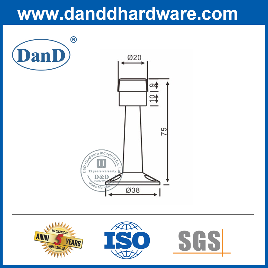 سدادة الباب النحاسية الفولاذ المقاوم للصدأ العتيقة أفضل توقف للباب للأمان-DDDS019