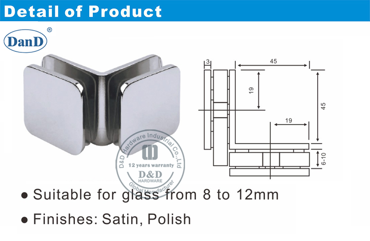 Hotel Door Glass Clip-D و D Hardware