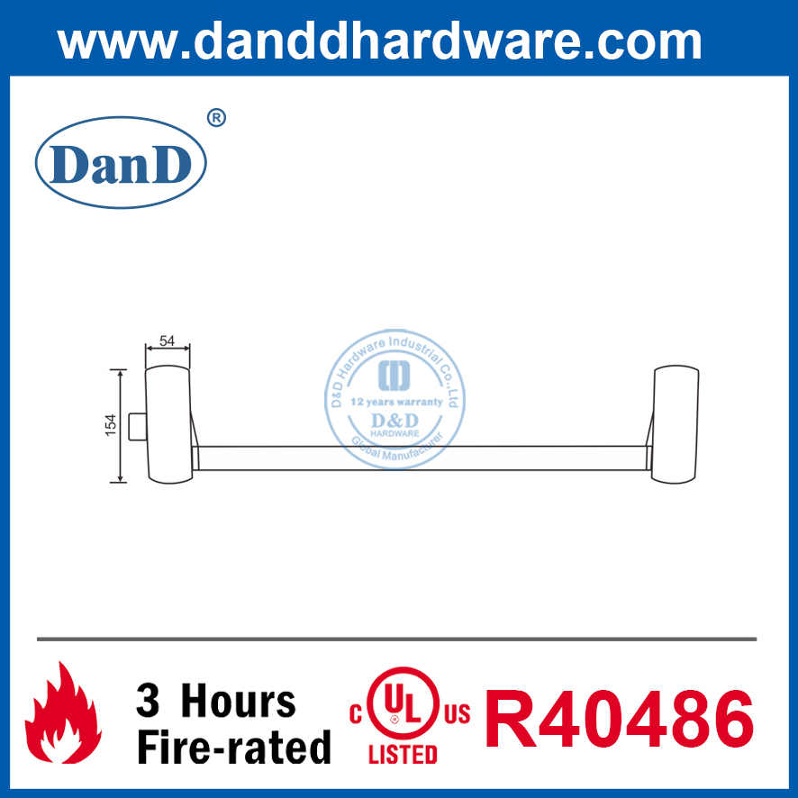الفولاذ المقاوم للصدأ 304 نوع الباب التجاري من نوع Panic Push Bar-DDPD021