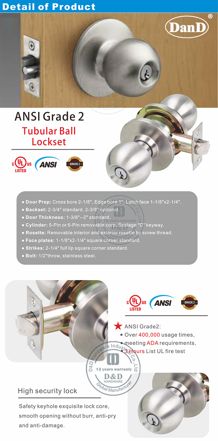 أمريكا نمط الباب Lockset-DDLK012-D و D الأجهزة