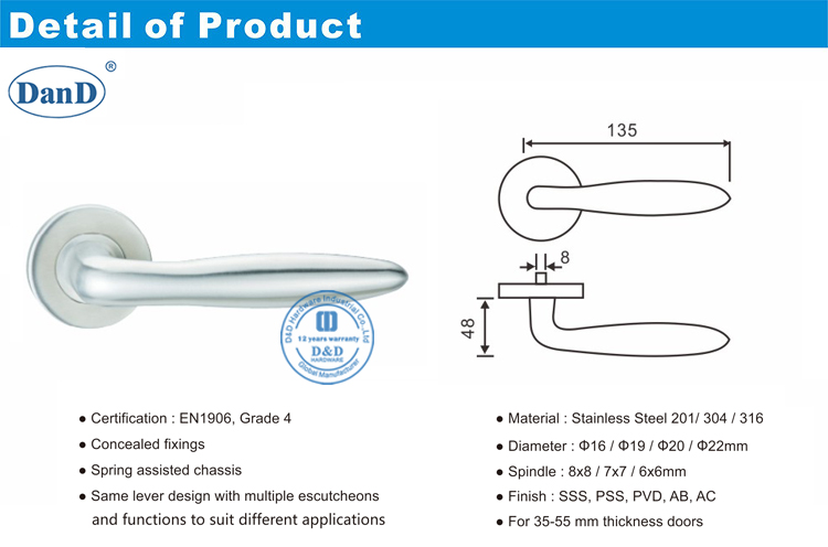 الباب في الهواء الطلق مقابض D و D الأجهزة