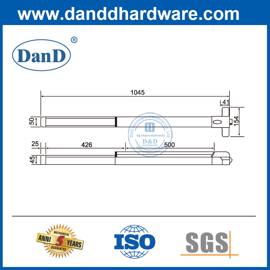 جهاز Panic Bar Door Hardware Exit Devicing Device Steel Material Panic Bar Dogging-DDPD007