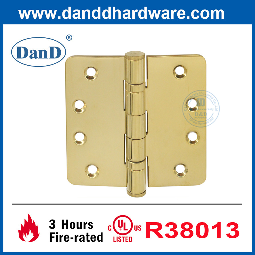 UL المصقول من الفولاذ المقاوم للصدأ خارج الذهب مستدير الباب مفصلات DDSS001-FR-4X4X3