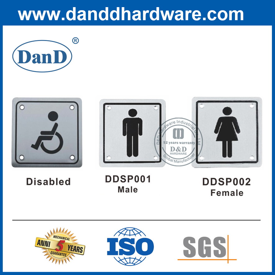 الفولاذ المقاوم للصدأ للجنسين غرفة الحمام العامة تسجيل لوحة DDSP003