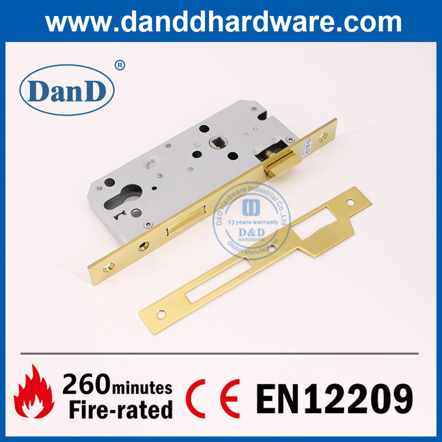 النحاس المصقول EN12209 SS304 قفل Gold Fire Durise ل DDML026-4585 خارج الباب