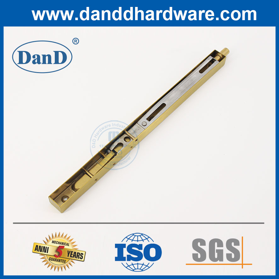 8 بوصة SATIN النحاس النحاس الأمنية نوع مربع تدفق الترباس لباب مزدوج DDDB008