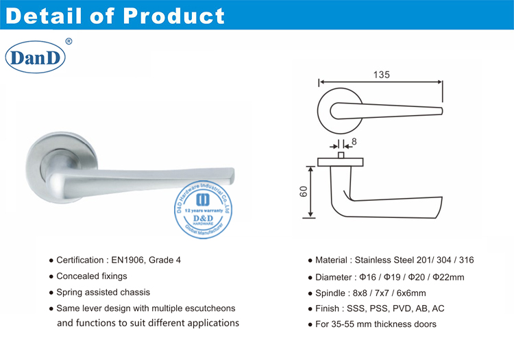 باب التجاري مقابض D و D الأجهزة
