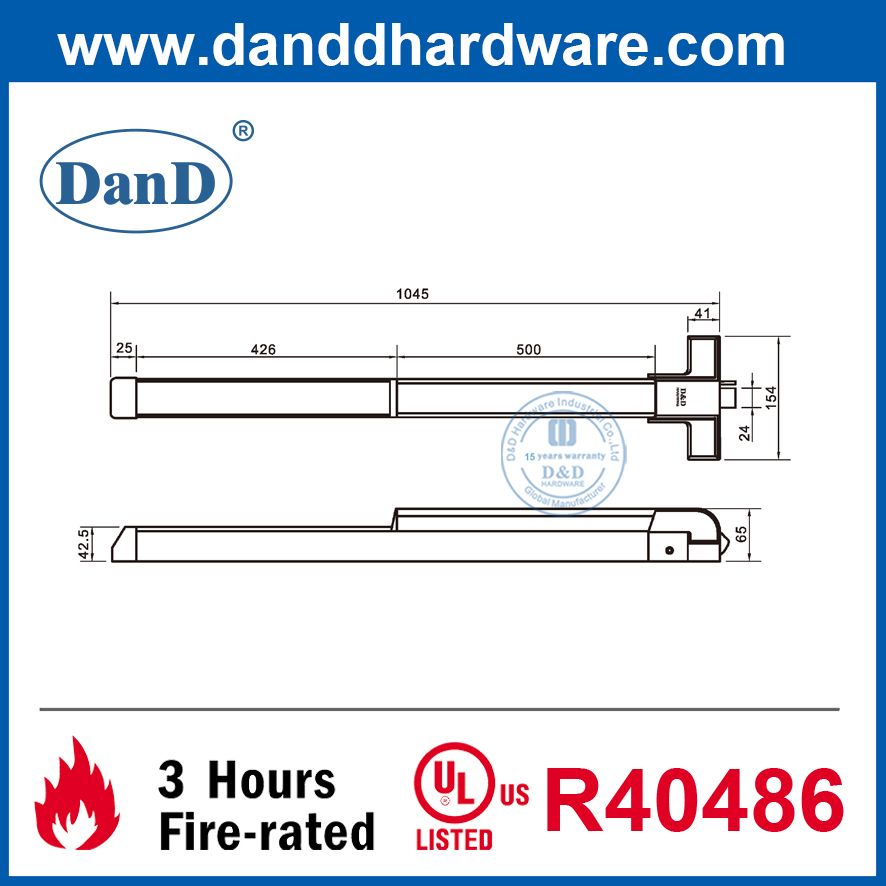 UL المدرجة الحافة نوع FIRE EXIT Device Touch Bar Steel Panic Bar-DDPD003