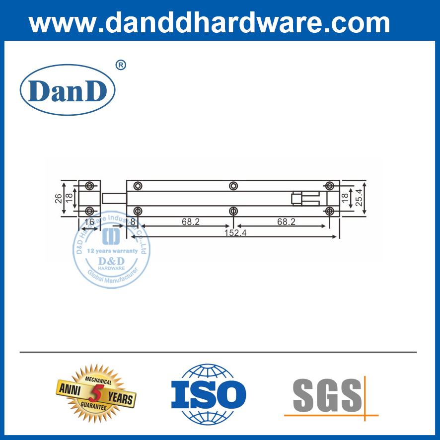 البراغي الأمنية الباب الخشبية ذات السطح النحاسي الصغير 4 بوصة DDDB016