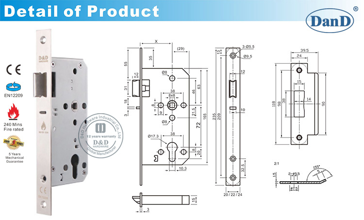 CE EN12209 Night Latch Lock-D و D Hardware
