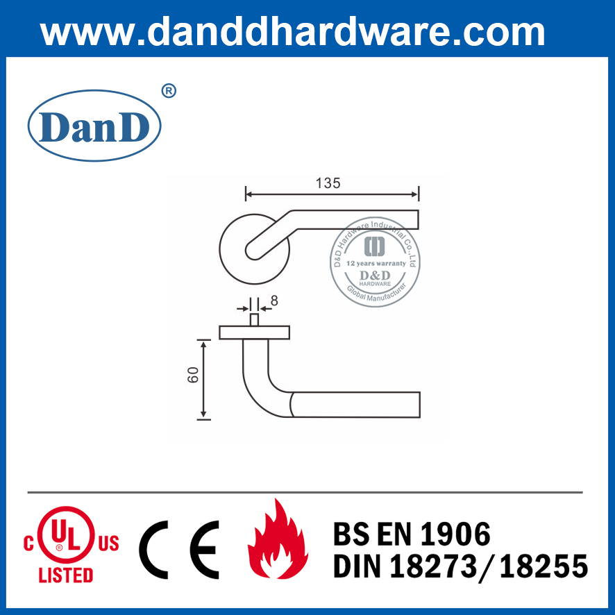 الصف 304 تصميم مخصص مقبض الباب الأمن الباب المعدني DDTH015