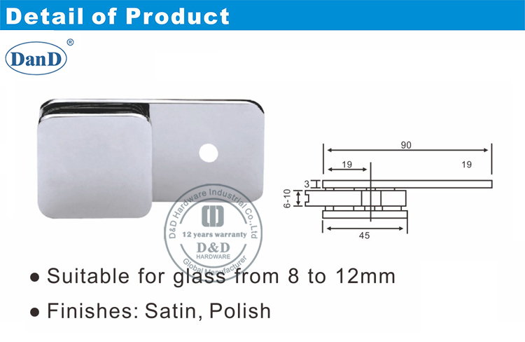 زجاج الحمام الذي يحمل مقطع D و D الأجهزة