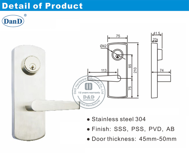النار خروج Escutcheon Lever Trim-D و D الأجهزة