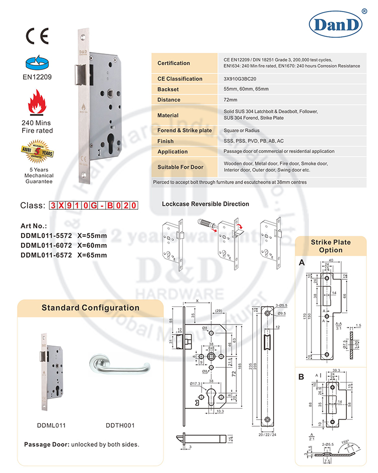 Fire Rated Latch Lock-D و D Hardware