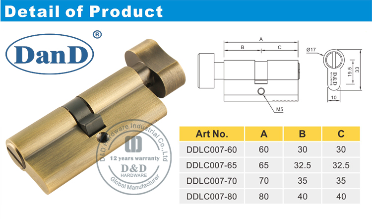 العتيقة النحاس الباب قفل اسطوانة D و D الأجهزة