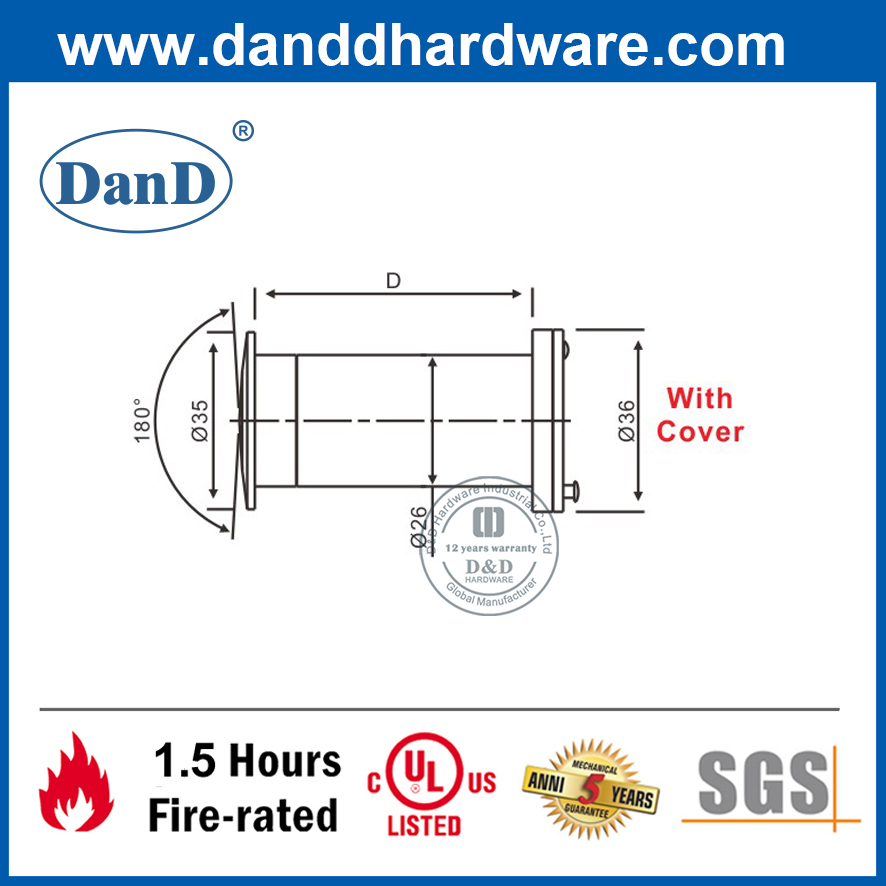 UL STELL FULL FIRE VILE HOURER VOONER for Metal Front Door-DDDV004
