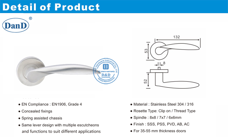 غرفة نوم مقبض الباب-D و D الأجهزة