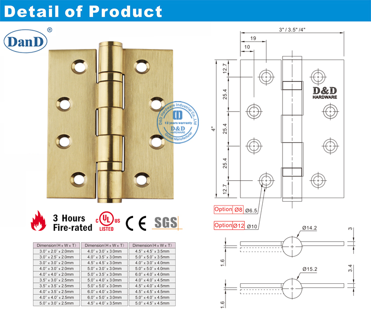 البقع الباب النحاس المفصلي- D و D الأجهزة