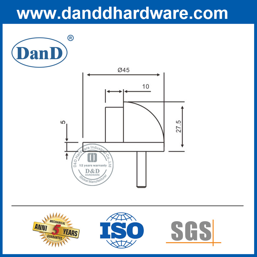 سدادة الباب المثبتة على الأرض النحاسية للصفقة المعدنية DDDS005