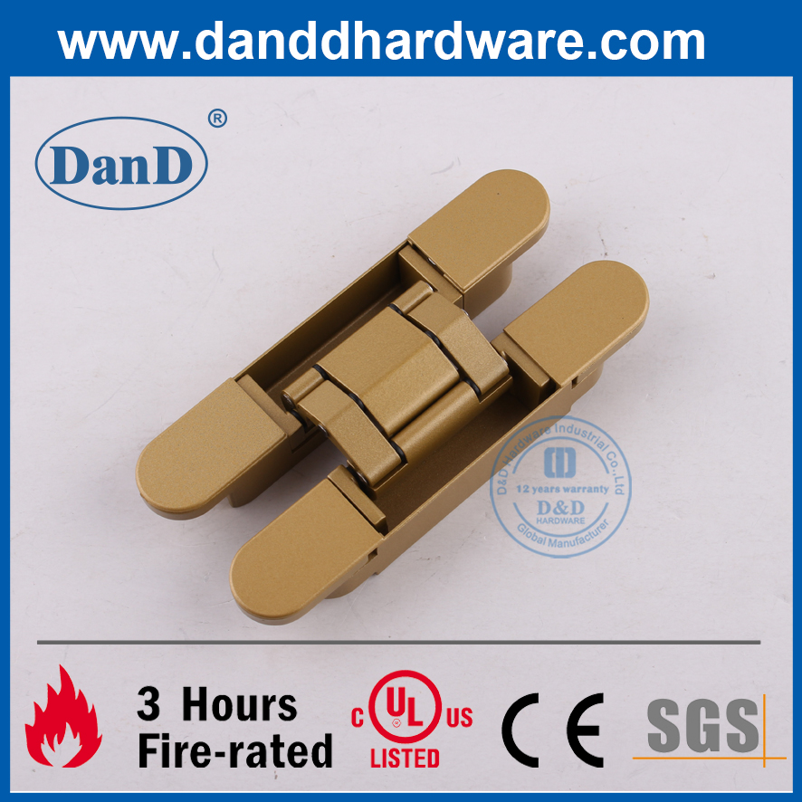 ثلاثي الأبعاد من سبيكة الزنك الذهبية الخفية المفصل للباب الخشبي DDCH008-G80