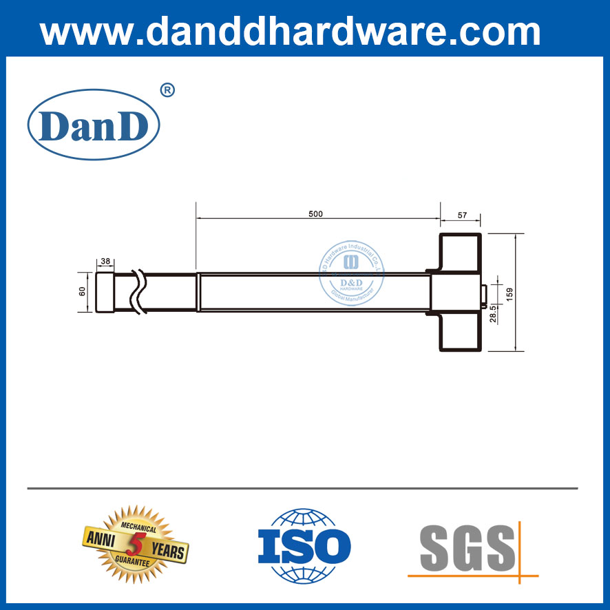 304 شريط ذعر الفولاذ المقاوم للصدأ الحافة نوع نصف طول السطح مثبت على جهاز خروج البانسي DDPD001