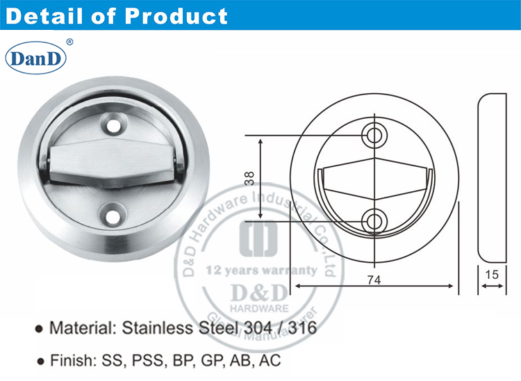 مقبض الباب الفولاذ المقاوم للصدأ -D و D الأجهزة