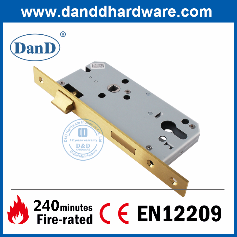 الفولاذ المقاوم للصدأ 304 EN12209 Golden Fire Proof Mortice Door Door Lock-DDML009
