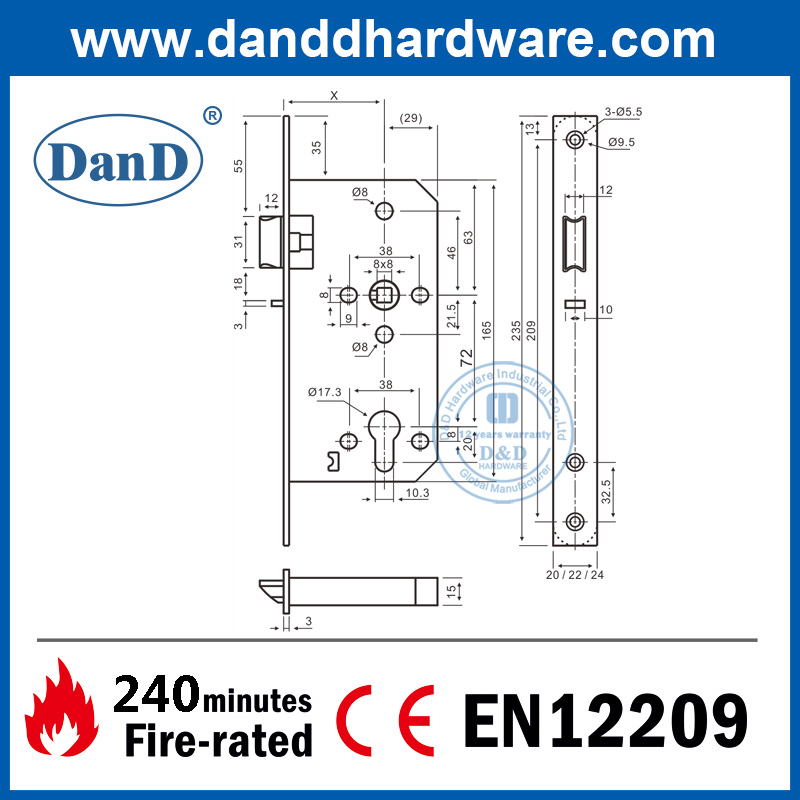 CE ملحوظ Euro SS304 النار مقصورة Light Latch Lock-DDML014