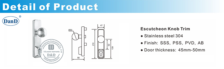 Escutcheon Knob Trim-D و D الأجهزة