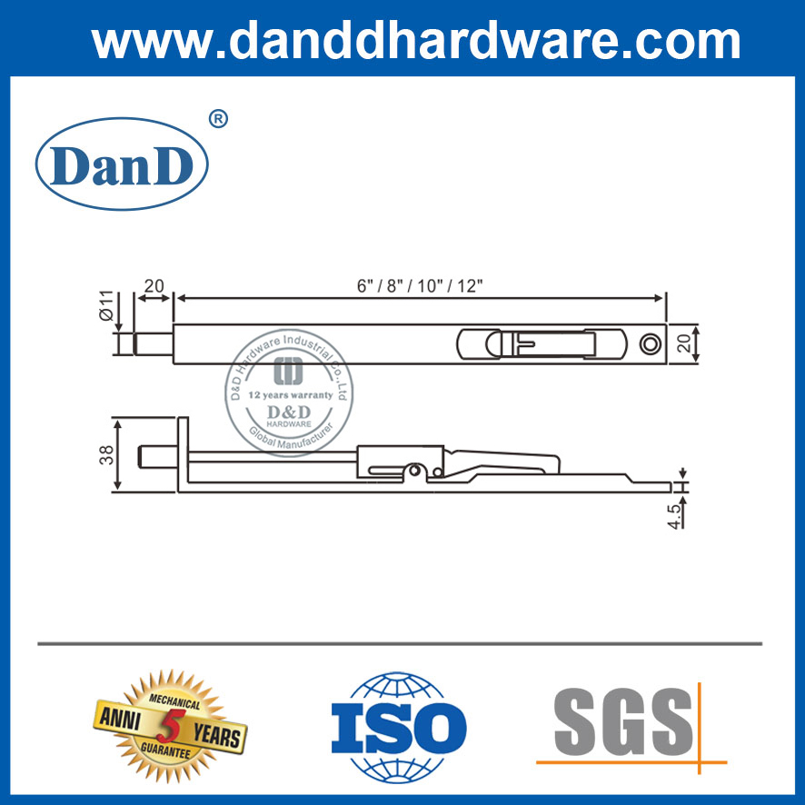 قفل الترباس الداخلي النحاس يدويًا براغي التدفق DDDB004