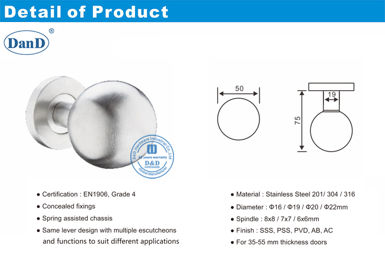 باب النار مقابض D و D الأجهزة