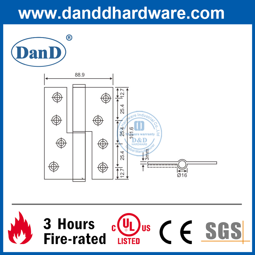 SS201 رفع إيقاف H نوع الباب بعقب المفصلي مع غسالة DDSS018
