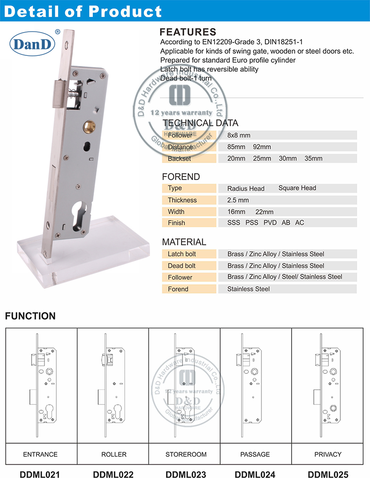 الفولاذ المقاوم للصدأ اليورو الضيق قفل القفل D و D الأجهزة