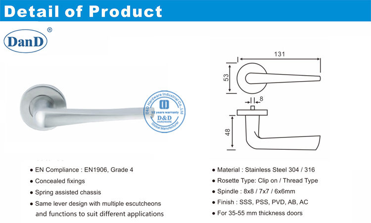 رافعة على مقبض الباب الوردي-D و D الأجهزة