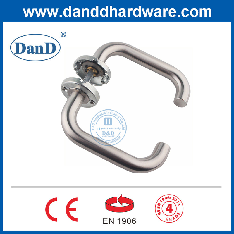 Round Rose Rose Stainless Steel EN1906 Inside Door Handle مع دعم Lug -DDTH001
