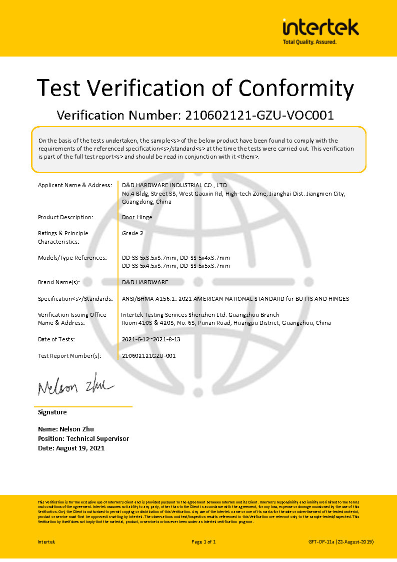 D&D Hardware -Ansi شهادة من الصف الثاني (2) بوصة من الصفوف-5 بوصة